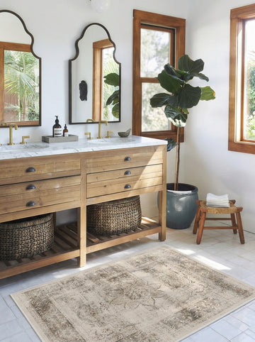 Machine washable traditional rug for elegant living room décor