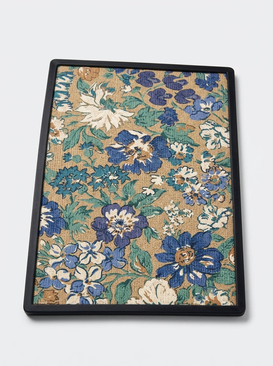 Heritage Blue Floral Welcome Doormat with elegant botanical design