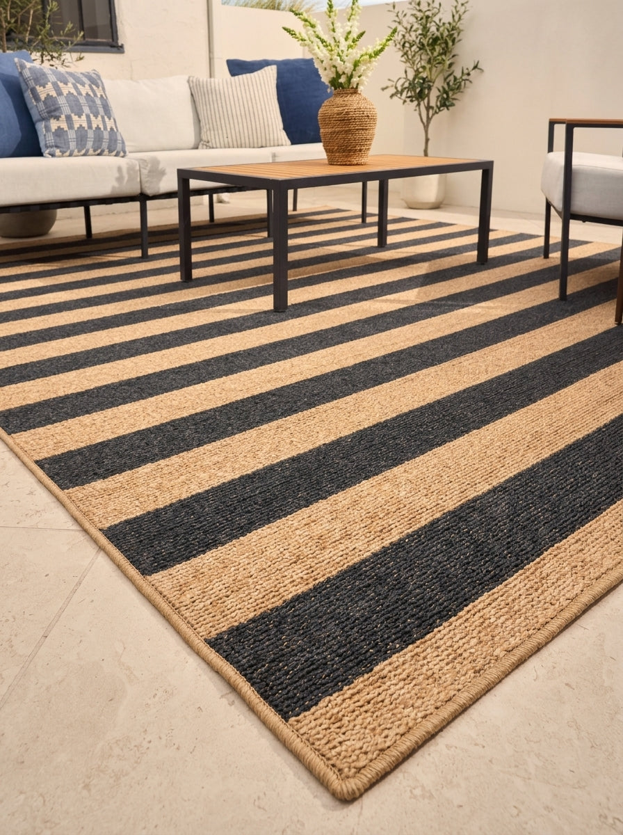 Modern coastal area rug with textured woven finish