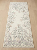 Ivory Meadow Bloom Washable Area Rug with elegant botanical flowers