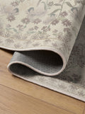 Botanical washable rug featuring delicate wildflower artwork