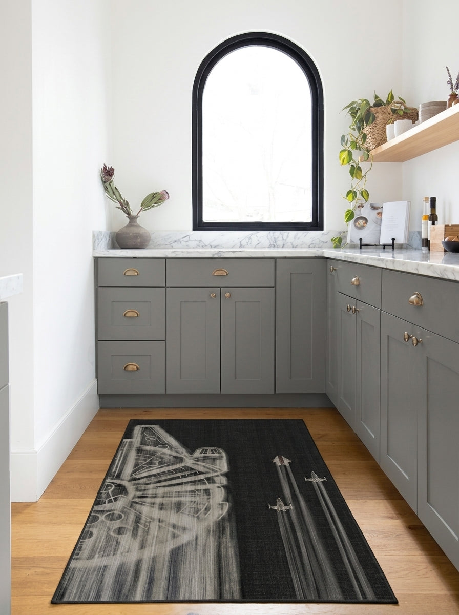 Modern galaxy-inspired washable floor rug