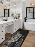 Machine washable galactic area rug with starship design