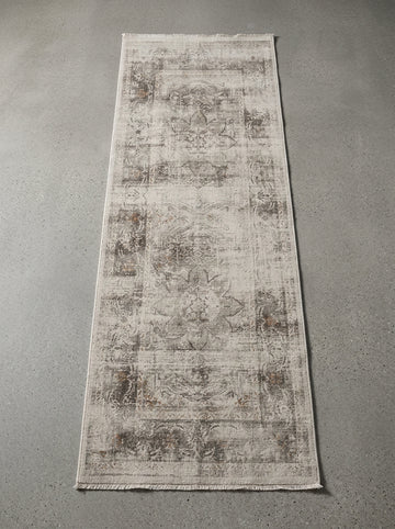 Rustic Heritage Medallion Washable Area Rug with vintage floral pattern