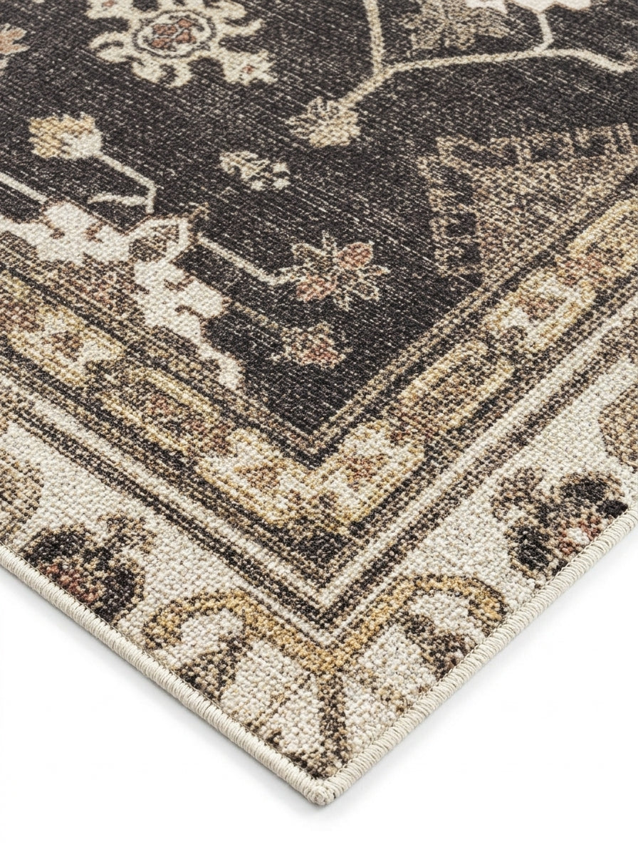 Rustic Timber Medallion Outdoor Rug with vintage geometric pattern