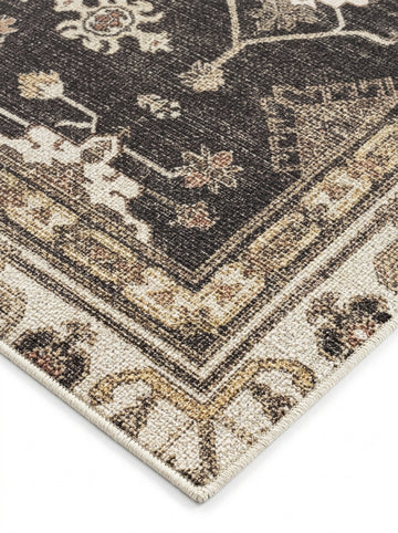 Rustic Timber Medallion Outdoor Rug with vintage geometric pattern