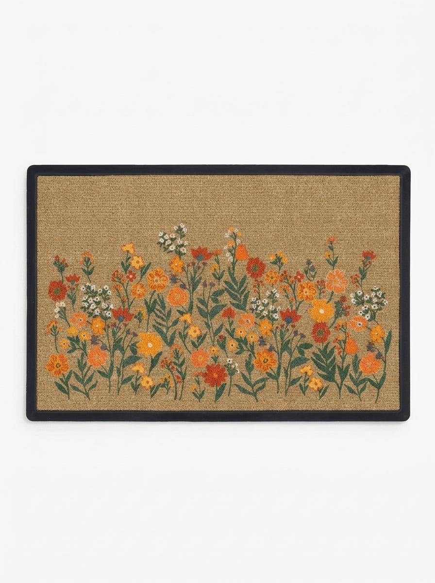 Spring Blossom Washable Welcome Doormat with colorful floral design