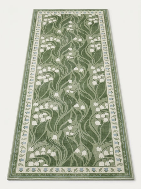 Verdant Lily Garden Washable Area Rug