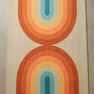 Machine washable patio rug with non-slip pad